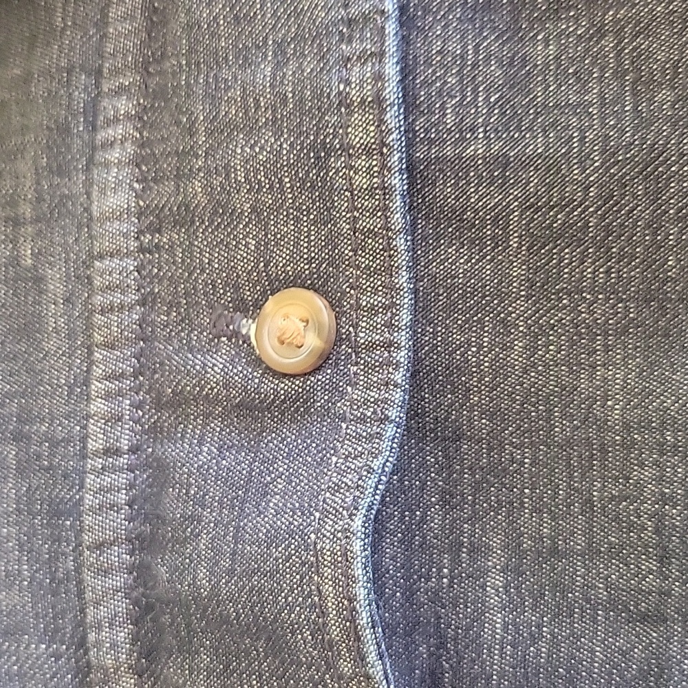 Lands' End cotton button front long sleeve Denim Shirtdress  NWOT size PM - Picture 5 of 11